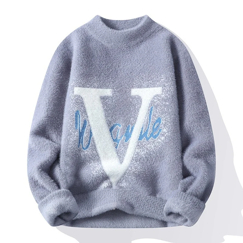 #4050 Winter Mohair Men's Sweater Letters Warm Harajuku Knitted Sweater Male O-neck Slim Korean Fashion Pullover Sweater Thick
#4050 Winter Mohair Men's Sweater Letters Warm Harajuku Knitted Sweater Male O-neck Slim Korean Fashion Pullover Sweater Thick