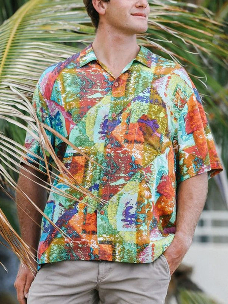 New Fashion Pattern Printed Short Sleeve Shirt Summer Seaside Beach Shirts Men Casual Turn-down Collar Button-up Cardigan Tops
New Fashion Pattern Printed Short Sleeve Shirt Summer Seaside Beach Shirts Men Casual Turn-down Collar Button-up Cardigan Tops