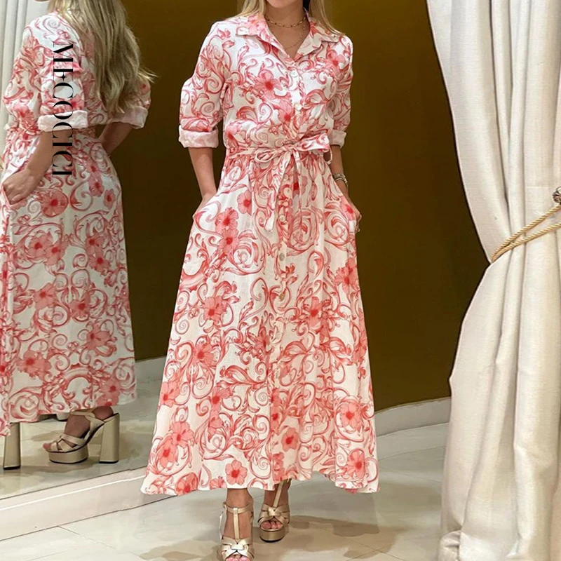 MECOCICI Women Maxi Dress Art Print Lapel Lace Up Long Sleeve Casual Elegant Dresses With Pockets High Streetwear
MECOCICI Women Maxi Dress Art Print Lapel Lace Up Long Sleeve Casual Elegant Dresses With Pockets High Streetwear