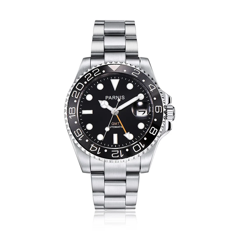 Parnis Logo 40mm Dial Automatic Mechanical Men's Watches Black Bezel Stainless Steel Strap GMT Diver Men Watch jam tangan pria
Parnis Logo 40mm Dial Automatic Mechanical Men's Watches Black Bezel Stainless Steel Strap GMT Diver Men Watch jam tangan pria