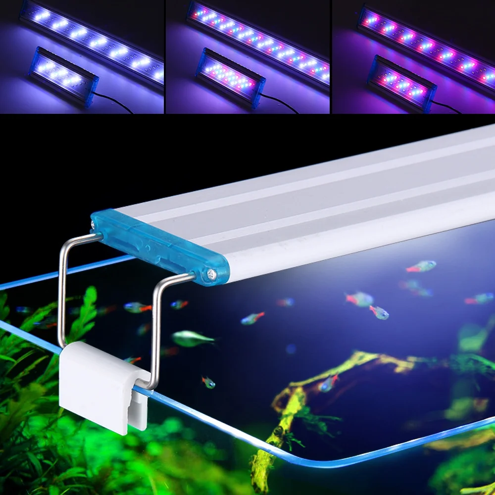 

Ultra-thin LED Aquarium Lighting Lamp Aquatic Plant Light 18-75cm Extensible Waterproof Clip On Fish Tank Lamp 90-260V