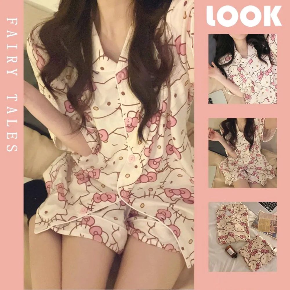 Kawaii Sanrio 2 Piece Pajamas Sets Girl Hello Kitty Anime Homewear Pijama Suit Spring Summer Sleepwear Short-Sleeve Cardigan Set
Kawaii Sanrio 2 Piece Pajamas Sets Girl Hello Kitty Anime Homewear Pijama Suit Spring Summer Sleepwear Short-Sleeve Cardigan Set