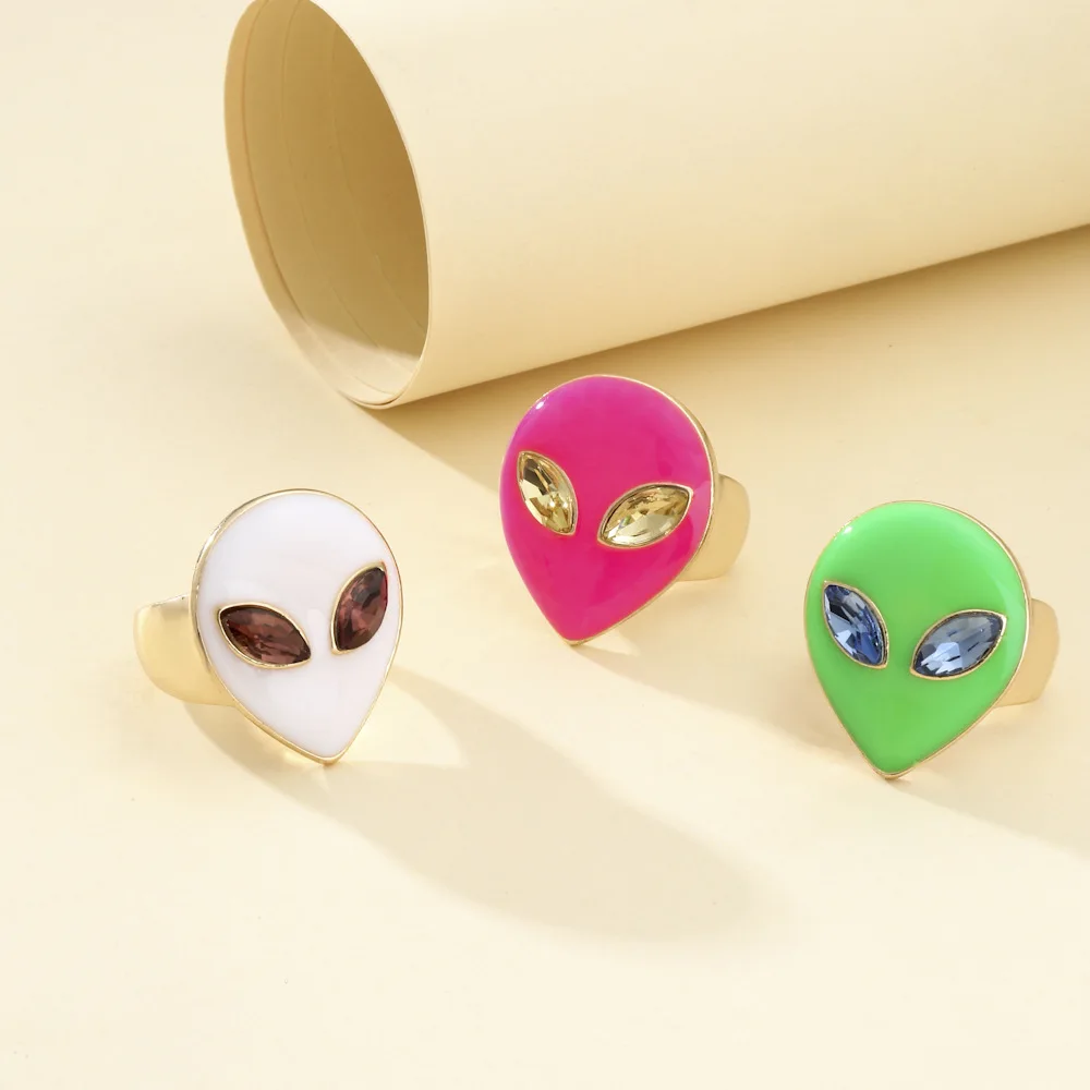 Fashion Multi Color Enamel Alien Rings For Women Oil Dripping Anillo Personality Girl's Finger Ring Wholesale Jewelry Gift
Fashion Multi Color Enamel Alien Rings For Women Oil Dripping Anillo Personality Girl's Finger Ring Wholesale Jewelry Gift