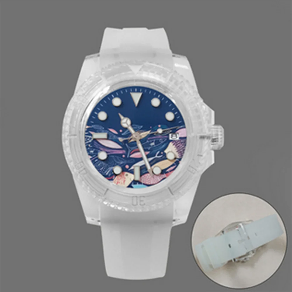Мультяшный светящийся циферблат часов мягкий резиновый ремешок прозрачный чехол с механическим механизмом NH35 наручные часы
Мультяшный светящийся циферблат часов мягкий резиновый ремешок прозрачный чехол с механическим механизмом NH35 наручные часы