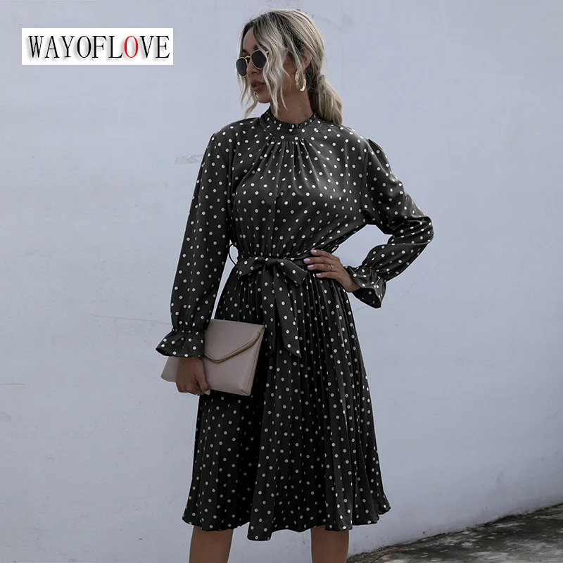 WAYOFLOVE Spring Elegant Holiday Casual Midi Dress Party Long Sleeve Turtleneck Dots Print Vestidos Vintage Sashes Folds Dresses
WAYOFLOVE Spring Elegant Holiday Casual Midi Dress Party Long Sleeve Turtleneck Dots Print Vestidos Vintage Sashes Folds Dresses
