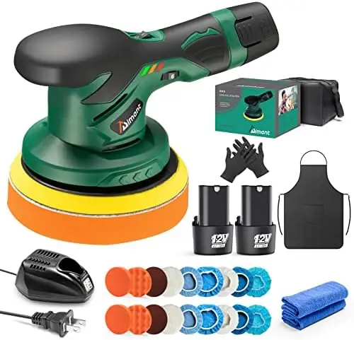Polisher for Car Detailing with 2pcs 12V 2.0Ah Batteries & Charger, Aiment 6 Inch Cordless Car Buffer Polisher, 6 Variable S
Polisher for Car Detailing with 2pcs 12V 2.0Ah Batteries & Charger, Aiment 6 Inch Cordless Car Buffer Polisher, 6 Variable S