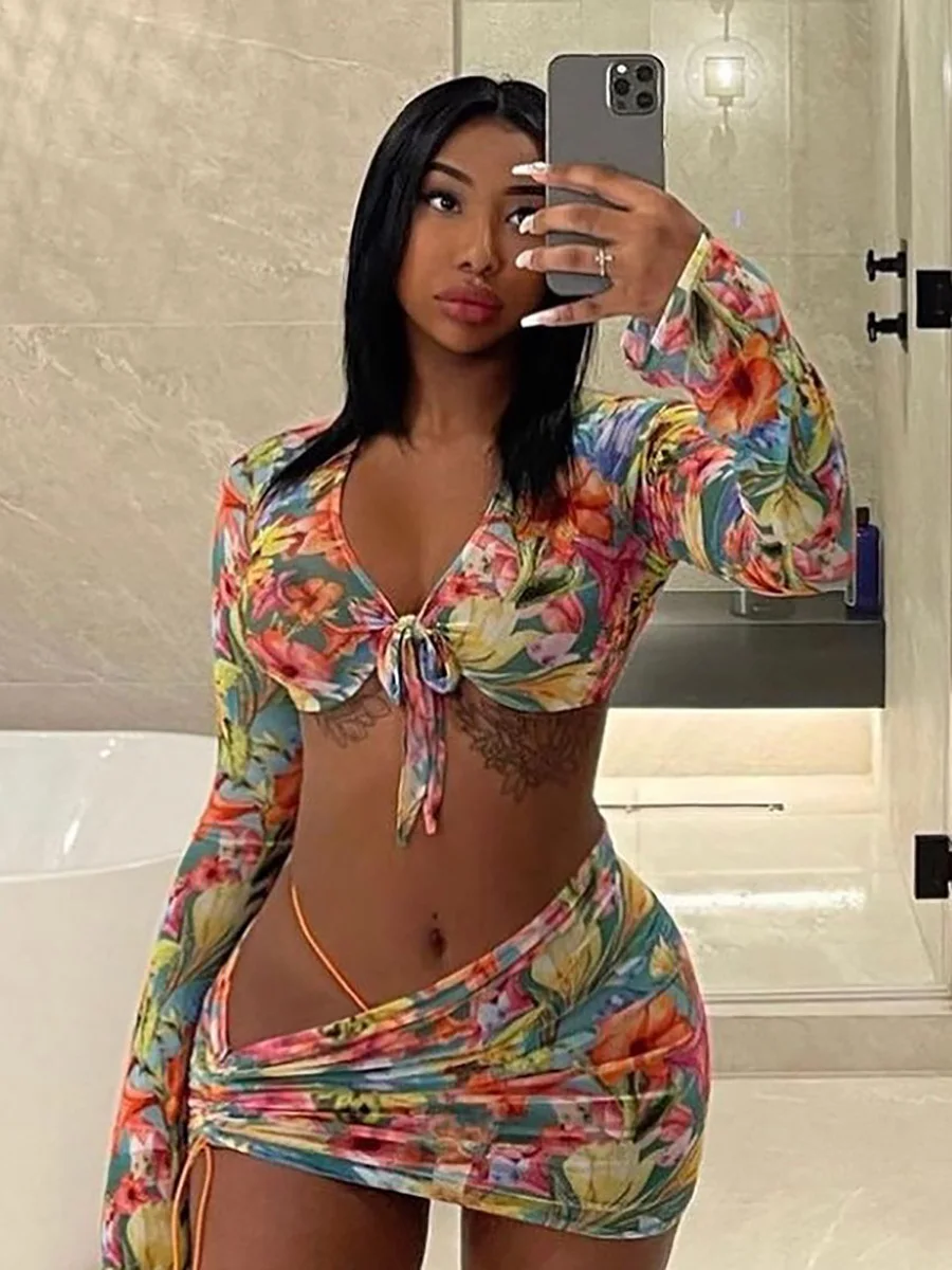 Floral Print Women Mesh Sexy Cover Up Top Skirt Set Summer Vacation Outfits 2021 Rave Party Club Wear Female Two Piece Set Dress
Floral Print Women Mesh Sexy Cover Up Top Skirt Set Summer Vacation Outfits 2021 Rave Party Club Wear Female Two Piece Set Dress