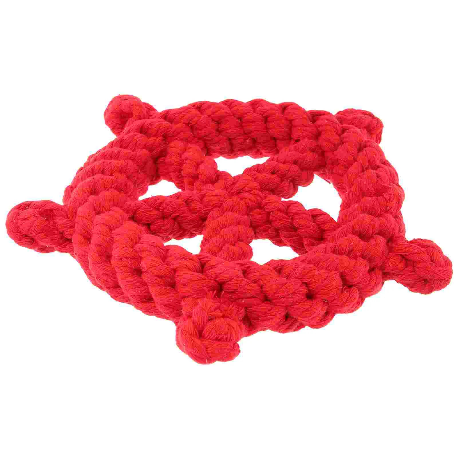 

Chew Teething Interactive Cotton Rope Playing for Kitten Puppy Cat Molar Educational Plaything Toys Ship Wheel Design