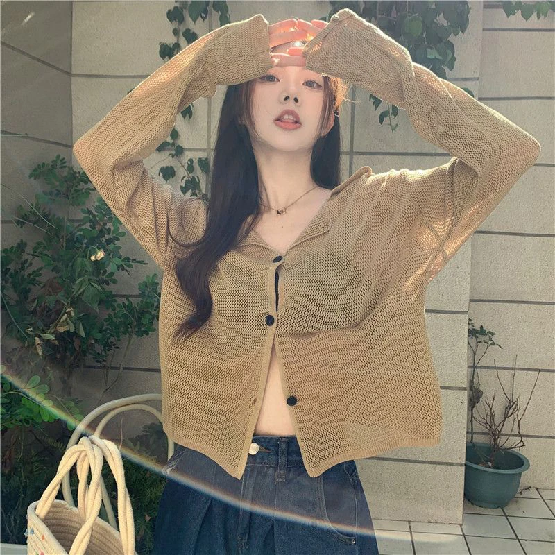 Rimocy Hollow Out Knitted Cardigan for Women Long Sleeve Thin Sunscreen Cardigan Woman Streetwear Retro Sun Protected Crop Coat
Rimocy Hollow Out Knitted Cardigan for Women Long Sleeve Thin Sunscreen Cardigan Woman Streetwear Retro Sun Protected Crop Coat