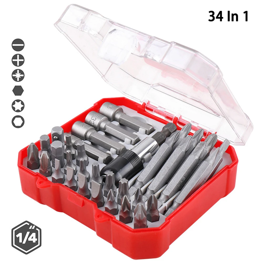 Chromium Vanadium Steel Screwdriver Bits Screwdriver Bit 34PCS/set 50mm Extension Bit Holder Long Size Outdoor Electrical
Chromium Vanadium Steel Screwdriver Bits Screwdriver Bit 34PCS/set 50mm Extension Bit Holder Long Size Outdoor Electrical