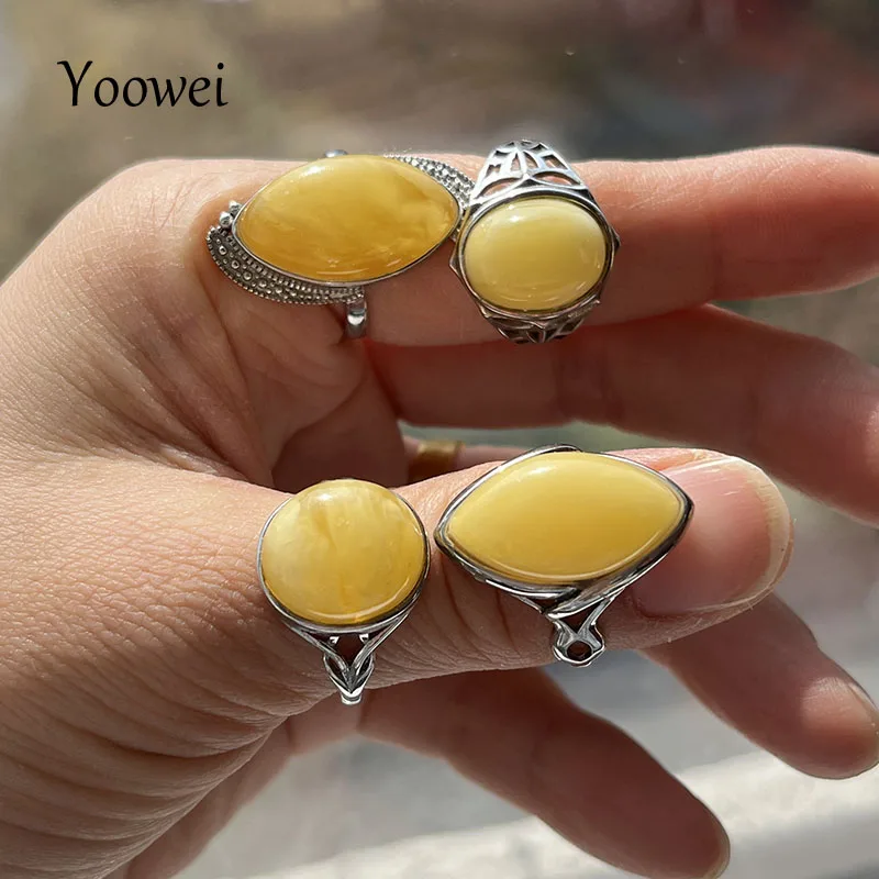 Real Natural Amber Rings for Women S925 Silver Anniversary Souvenirs Gift Adjustable Oval Stylish New Opening Jewelry Anillos
Real Natural Amber Rings for Women S925 Silver Anniversary Souvenirs Gift Adjustable Oval Stylish New Opening Jewelry Anillos