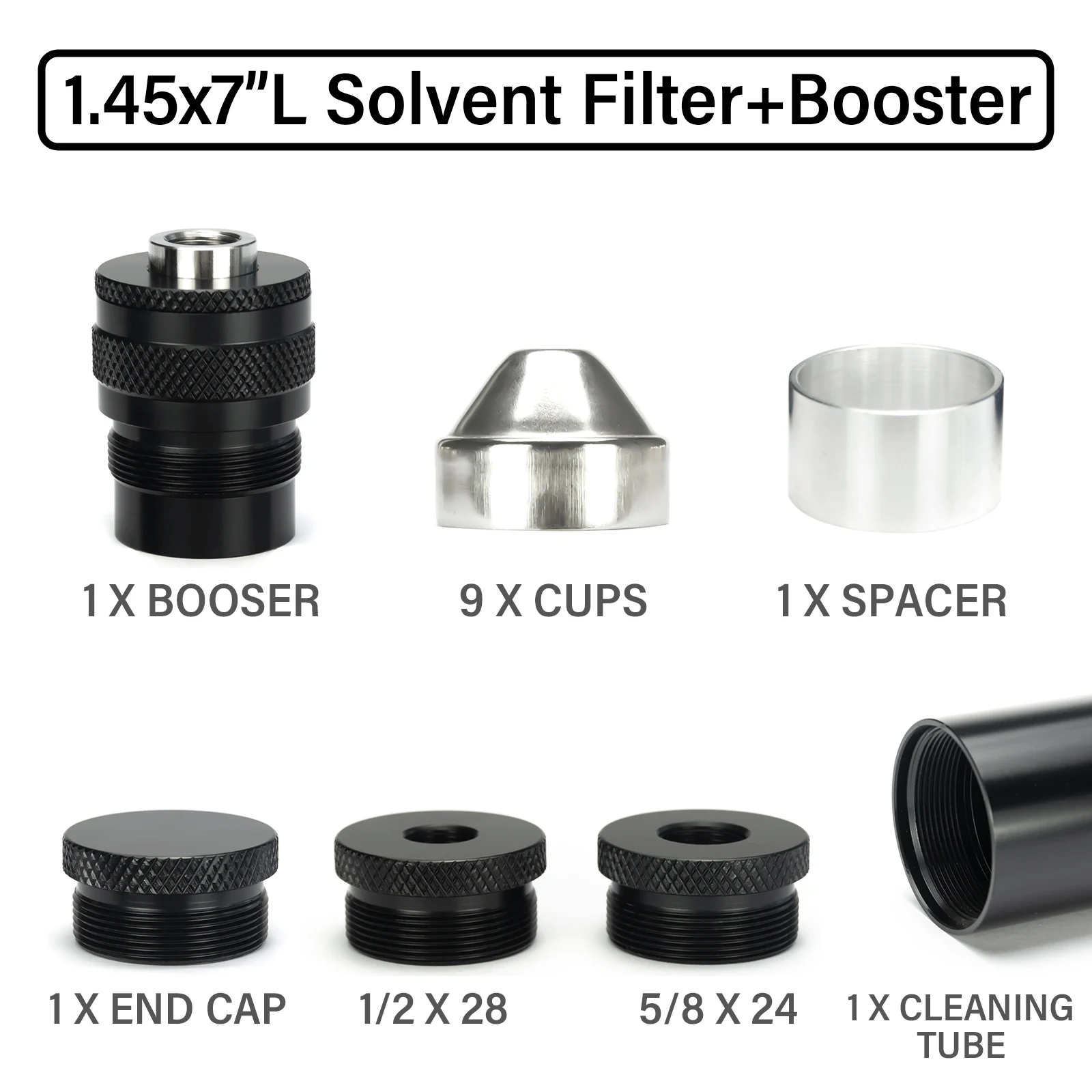 1.45"OD 7''L Aluminum 1/2x28+5/8x24 Solvent Cleaning Tube Filter +1/2x28,.578x28,9/16x24,13.5x1LH,5/8x24 Stainless Steel Booster
1.45"OD 7''L Aluminum 1/2x28+5/8x24 Solvent Cleaning Tube Filter +1/2x28,.578x28,9/16x24,13.5x1LH,5/8x24 Stainless Steel Booster