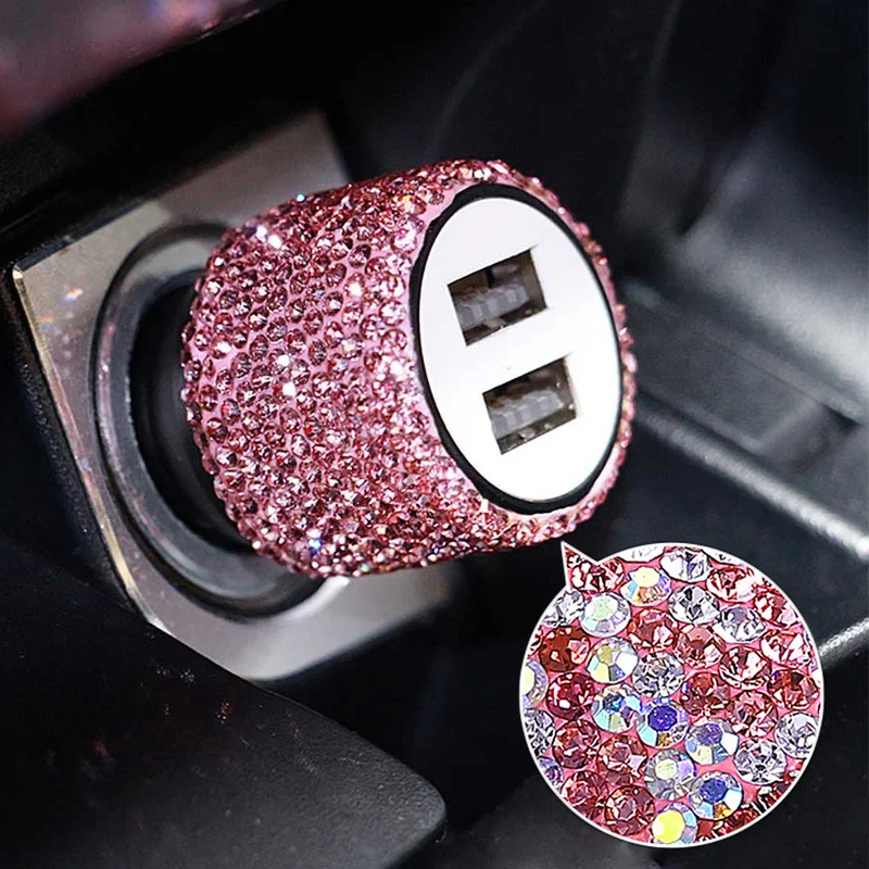Dual USB Car Charger Rhinestone Crystal Bling Decor Car Interior Fast Charging Diamond Chargers Adapter for IPhone Samsung
Dual USB Car Charger Rhinestone Crystal Bling Decor Car Interior Fast Charging Diamond Chargers Adapter for IPhone Samsung