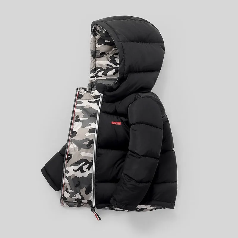 New Children's Padded Hood Jacket Kid Solid Color And Ni Cai Double-sided Wear Boys And Girls Thick Winter Cotton Unisex Clothes
New Children's Padded Hood Jacket Kid Solid Color And Ni Cai Double-sided Wear Boys And Girls Thick Winter Cotton Unisex Clothes