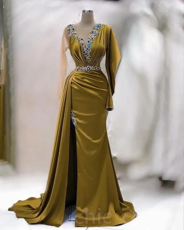 Slit African American Prom Dresses Mermaid Long Sleeves Beaded Black Girls Nigeria Dubai Saudi Arabia Evening Dresses Gown
Slit African American Prom Dresses Mermaid Long Sleeves Beaded Black Girls Nigeria Dubai Saudi Arabia Evening Dresses Gown