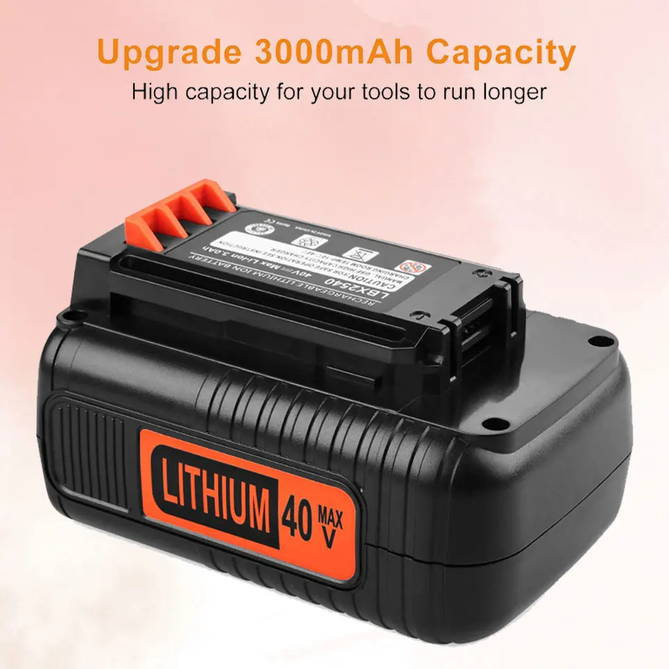 2022 40V 3000mAh for Black&Decker LCS1240 LBX1540 LST136W LBX2040 LBXR36 LBXR2036 LST540 Lithium Battery Replacement MAX Battery
2022 40V 3000mAh for Black&Decker LCS1240 LBX1540 LST136W LBX2040 LBXR36 LBXR2036 LST540 Lithium Battery Replacement MAX Battery