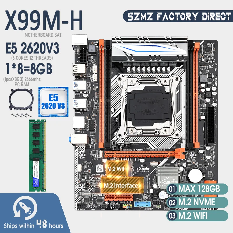 Системная плата X99 M-H DDR4 2DDR4 DIMM с Xeon E5 2620 V3 LGA2011-3 CPU 1*16 ГБ = 16 Гб PC4 RAM Память REG ECC M.2 |