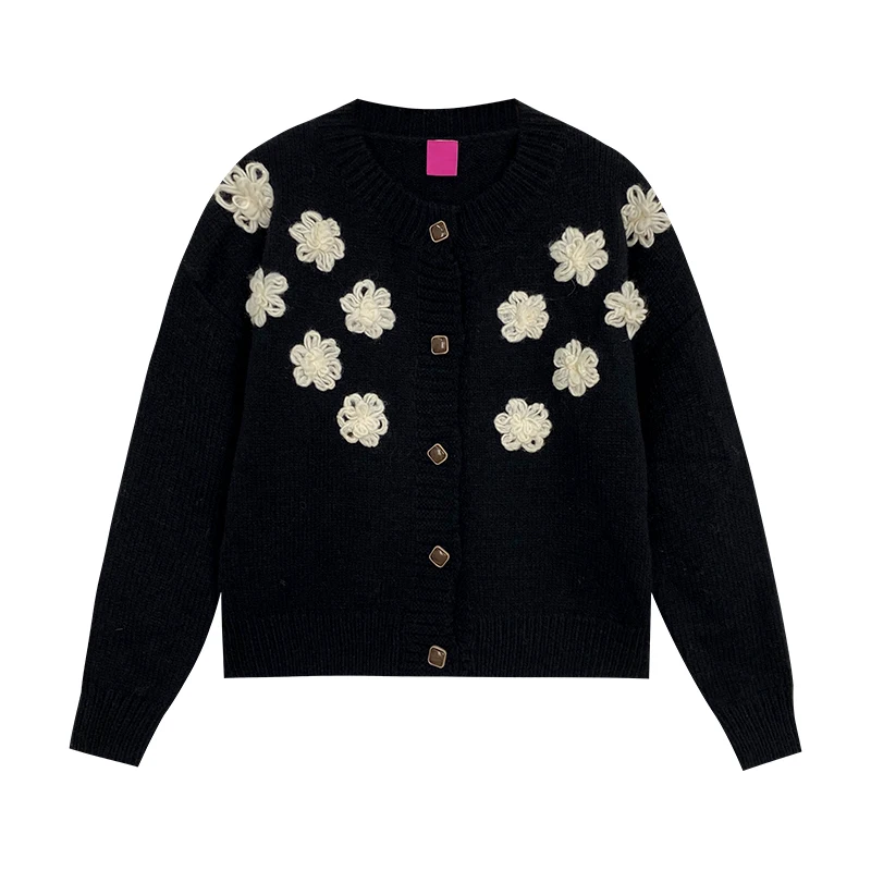 Женский трикотажный свитер на пуговицах, однобортный теплый кардиган с цветочным принтом в винтажном стиле на осень и зиму 
Женский трикотажный свитер на пуговицах, однобортный теплый кардиган с цветочным принтом в винтажном стиле на осень и зиму