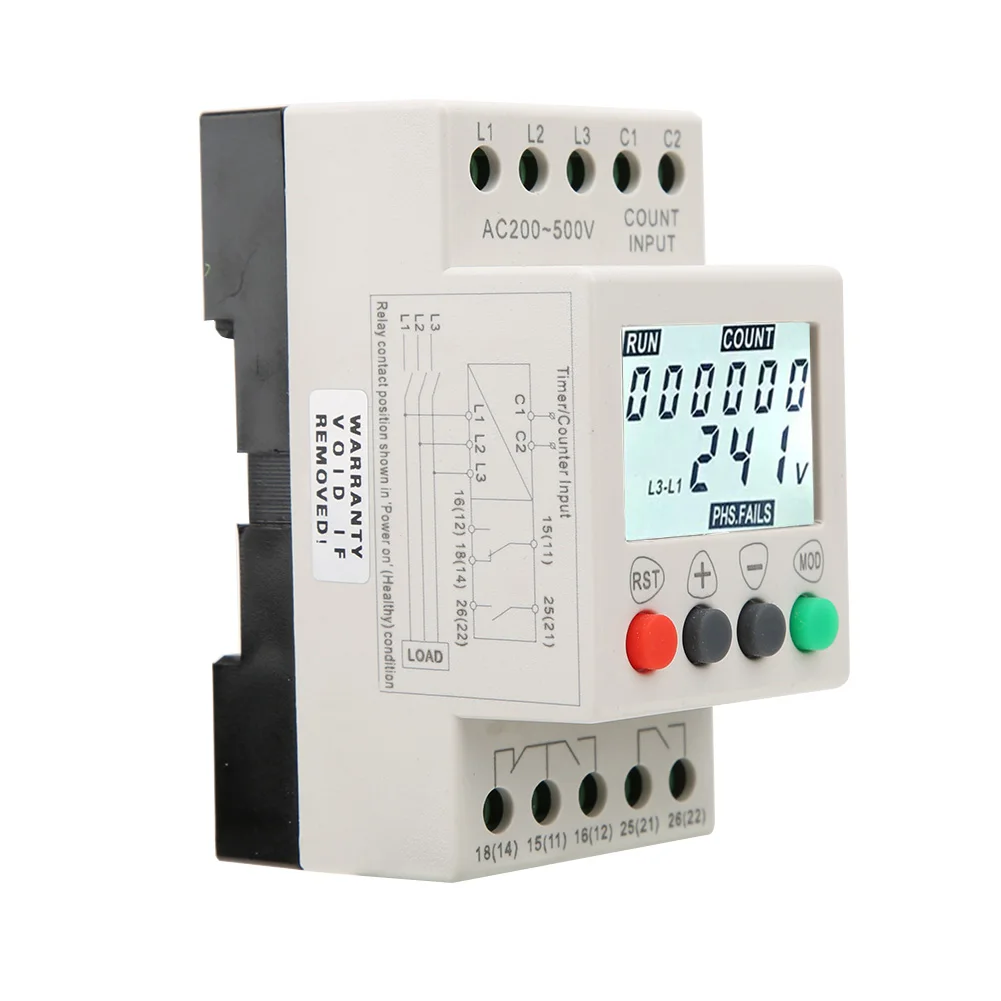 JVR800-2 Under Over Voltage Protector 3 Phase Voltage Monitoring Sequence Protection Relay Phase Phase
JVR800-2 Under Over Voltage Protector 3 Phase Voltage Monitoring Sequence Protection Relay Phase Phase