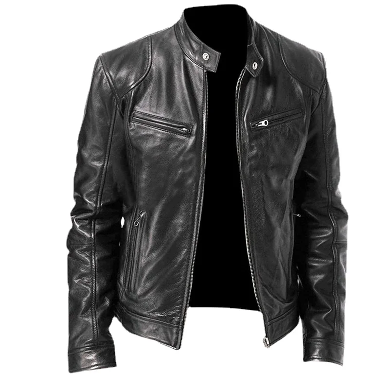 Mens Fashion Stand Collar Leather Jackets Man Casual Windproof Slim Fit PU Jackets Male Motorcycle Lapel Diagonal Zipper Jackets
Mens Fashion Stand Collar Leather Jackets Man Casual Windproof Slim Fit PU Jackets Male Motorcycle Lapel Diagonal Zipper Jackets