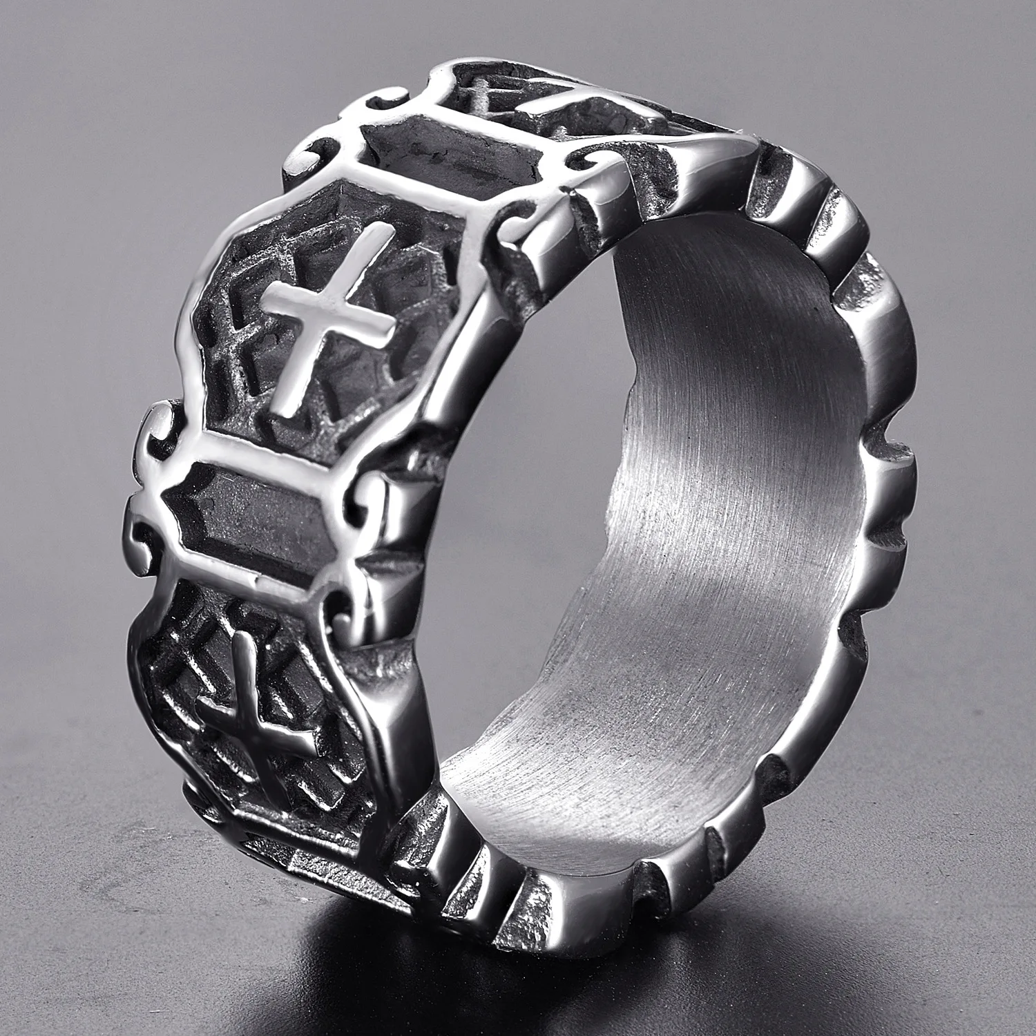 Men's Vintage Silver Punk Pattern Cross Ring Fashion Trend Street Hip Hop Rock Gothic Jewelry Gift Wholesale
Men's Vintage Silver Punk Pattern Cross Ring Fashion Trend Street Hip Hop Rock Gothic Jewelry Gift Wholesale