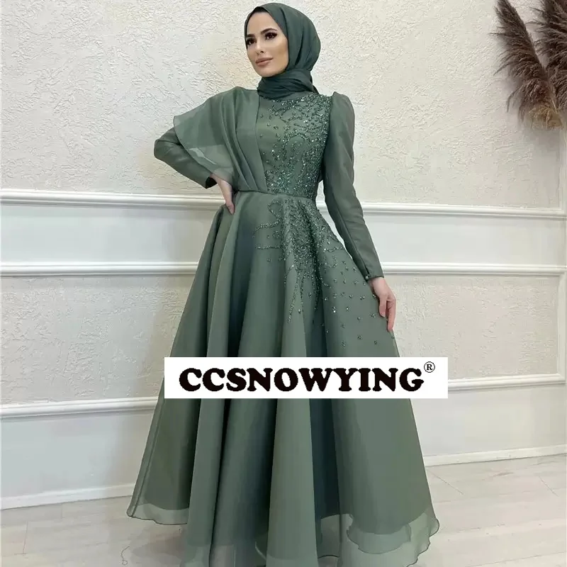 Full Sleeve Hijab Muslim Evening Dresses Organza Appliques High Neck Islamic Women Formal Party Gown Arabic Robe De Soiree
Full Sleeve Hijab Muslim Evening Dresses Organza Appliques High Neck Islamic Women Formal Party Gown Arabic Robe De Soiree