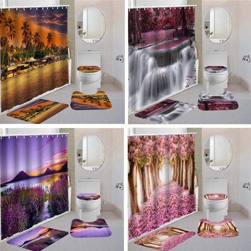 Waterproof Bathroom Shower Curtain Bath Curtain Sets Toilet Cover Non-Slip Mat Rug Carpet Set Home Decor Accessories
Waterproof Bathroom Shower Curtain Bath Curtain Sets Toilet Cover Non-Slip Mat Rug Carpet Set Home Decor Accessories