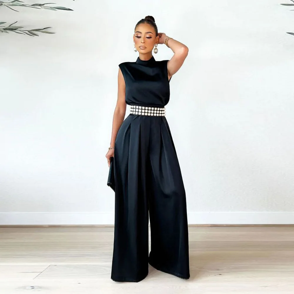 Summer Women's Evening Party Jumpsuit 2023 New Fashion Wide Leg Pants Solid Color High Neck Sleeveless Sexy Waist-waist Jumpsuit
Summer Women's Evening Party Jumpsuit 2023 New Fashion Wide Leg Pants Solid Color High Neck Sleeveless Sexy Waist-waist Jumpsuit