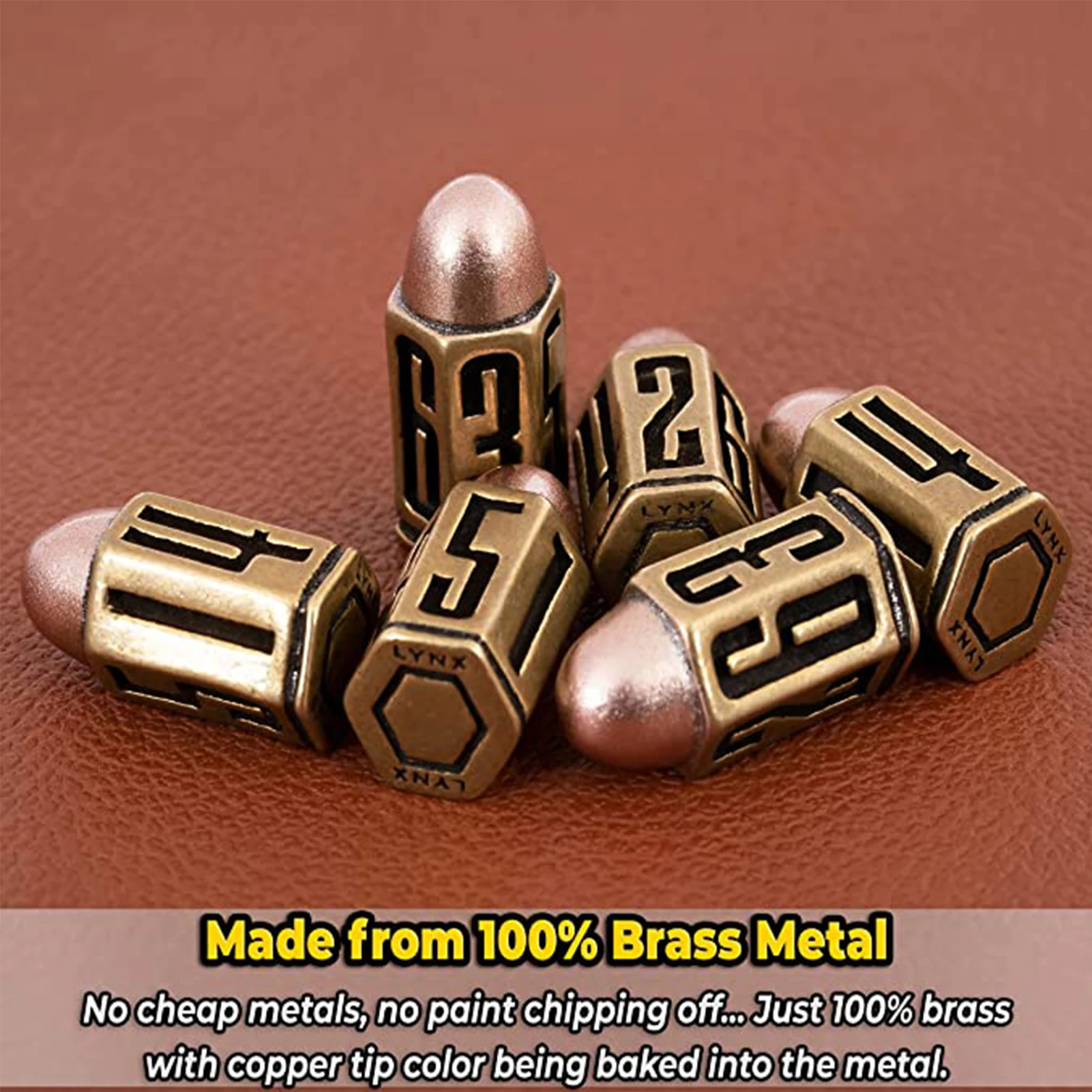D6 Bullet Dice Set 9mm Metal Bullet Polyhedron Dice Funny Family Pub Club Game Accessories Creative Decoration
D6 Bullet Dice Set 9mm Metal Bullet Polyhedron Dice Funny Family Pub Club Game Accessories Creative Decoration