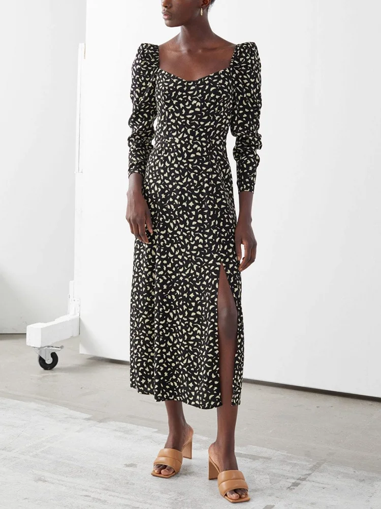 Spring Autumn Women Dresses 2022 Fashion Puff Long Sleeve Midi Dress With Slit Sweetheart Neck Vintage Print Elegant Party Dress
Spring Autumn Women Dresses 2022 Fashion Puff Long Sleeve Midi Dress With Slit Sweetheart Neck Vintage Print Elegant Party Dress