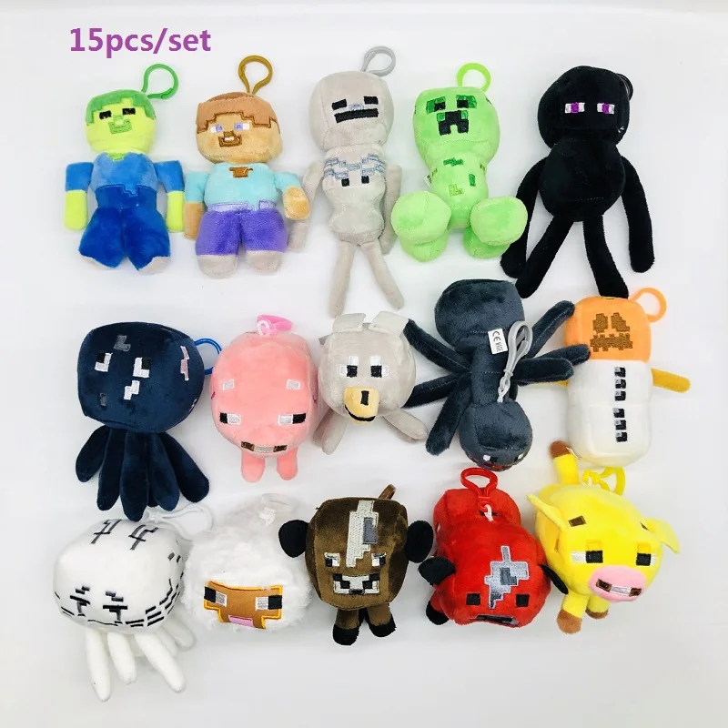15Pcs/Set creeper Stuffed Plush Doll keychain Toys Zombie Bat Squid steve Enderman Ocelot Pig Sheep pendant minecrafte Gift Toy
15Pcs/Set creeper Stuffed Plush Doll keychain Toys Zombie Bat Squid steve Enderman Ocelot Pig Sheep pendant minecrafte Gift Toy