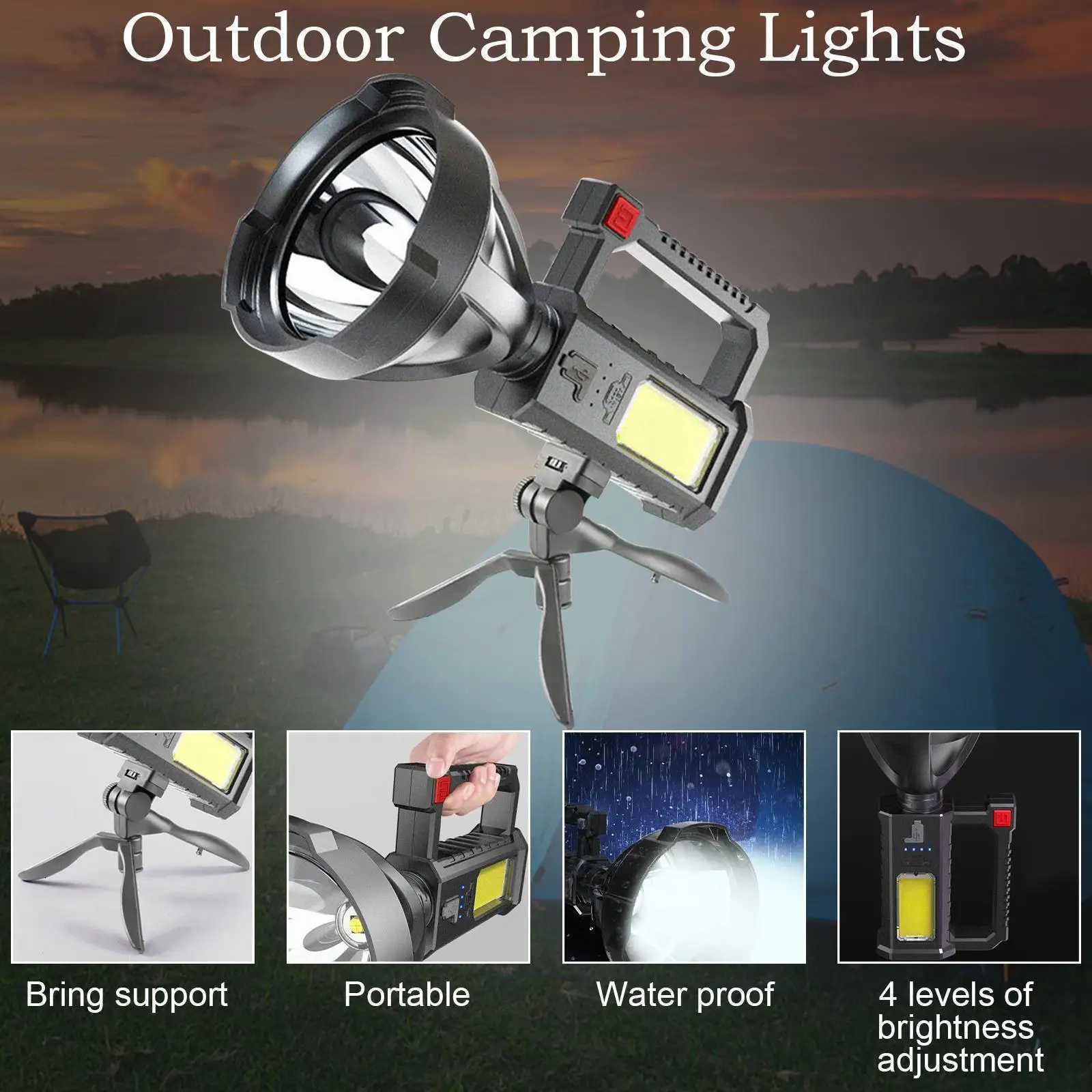 Flashlight Powerful Portable Torch Camping Waterproof Spotlights Ourdoor USB Searchlight Power Rechargeable Accessory Bicyc U7O1
Flashlight Powerful Portable Torch Camping Waterproof Spotlights Ourdoor USB Searchlight Power Rechargeable Accessory Bicyc U7O1