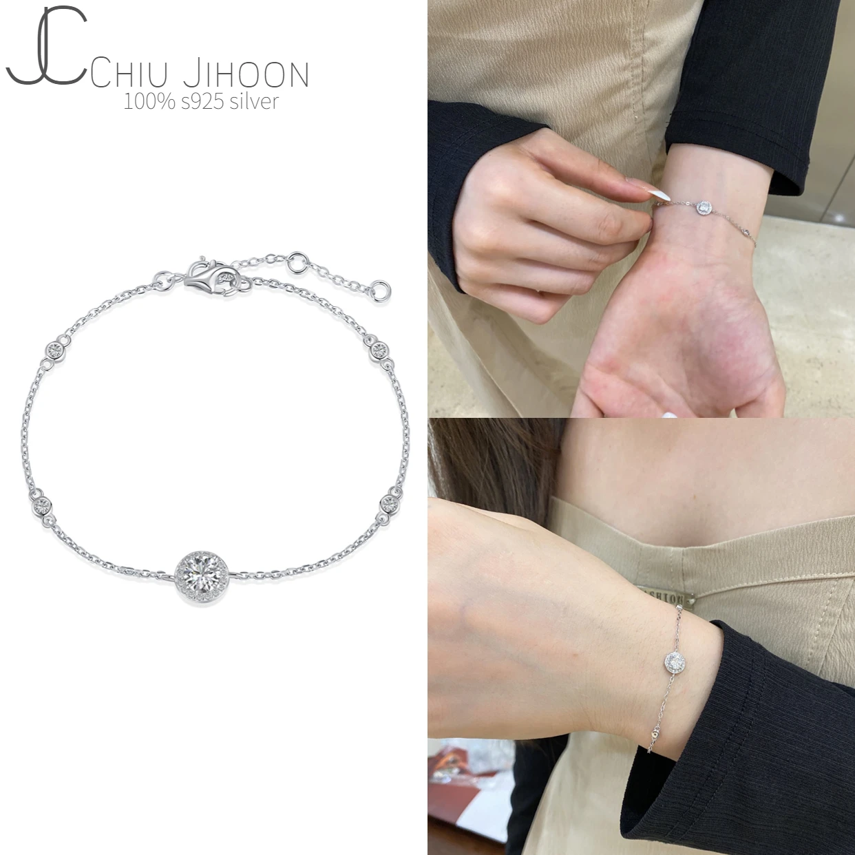 S925 Sterling Silver Round Bracelet Circle Chain White Zircon Geometric Bracelet Ladies High Jewelry Engagement Gift Wholesale
S925 Sterling Silver Round Bracelet Circle Chain White Zircon Geometric Bracelet Ladies High Jewelry Engagement Gift Wholesale