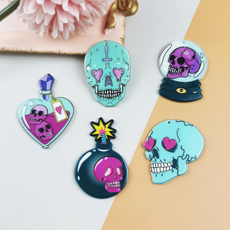 10Pcs Bombs Skull Potion Vial Acrylic Charms Earring Pendant For Jewlery Making Accessory Two Sides
10Pcs Bombs Skull Potion Vial Acrylic Charms Earring Pendant For Jewlery Making Accessory Two Sides
