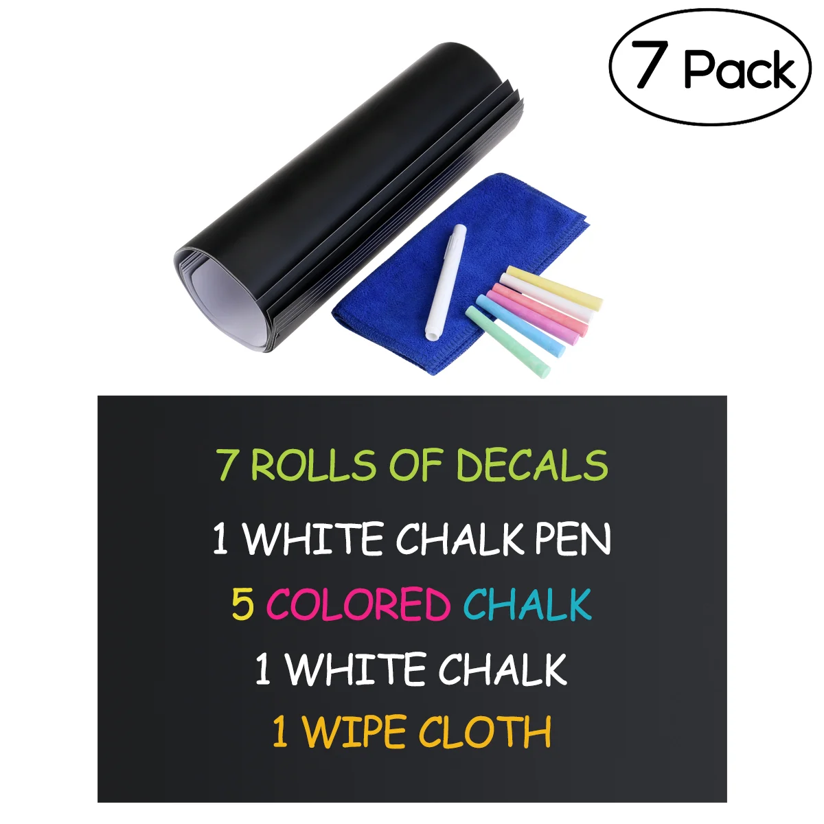 NUOLUX 7pcs Chalkboard Wall Sticker 30*45cm Blackboard Decal Chalk Board Paper Set with 2pcs Duster & 6pcs Chalks & 1pcs White
NUOLUX 7pcs Chalkboard Wall Sticker 30*45cm Blackboard Decal Chalk Board Paper Set with 2pcs Duster & 6pcs Chalks & 1pcs White