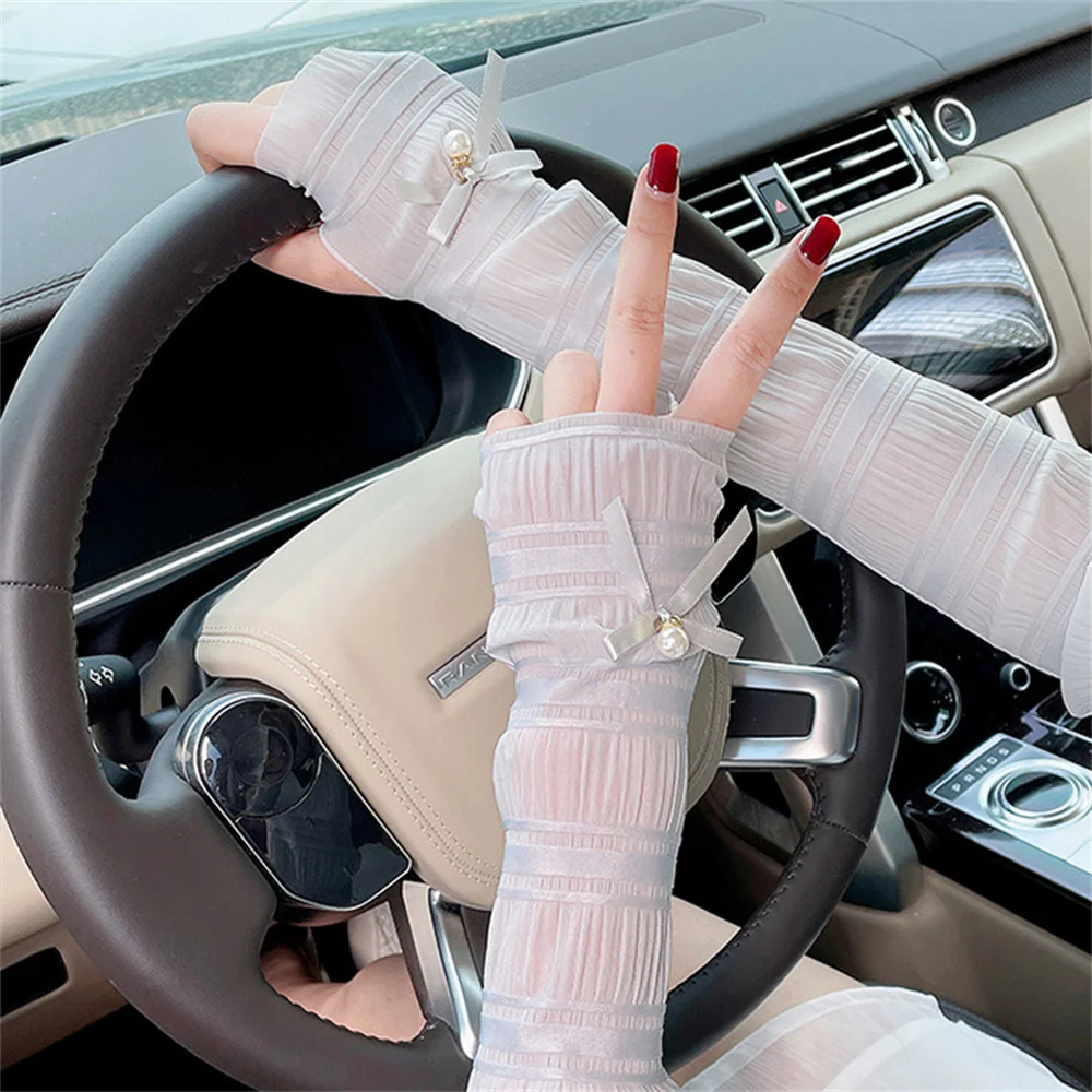 Women's Summer Lace Bow Pearl Long Arm Sleeve Warmers Causal Breathable Sunscreen UV Protection Cuffs Driving Sleeve Holder
Women's Summer Lace Bow Pearl Long Arm Sleeve Warmers Causal Breathable Sunscreen UV Protection Cuffs Driving Sleeve Holder