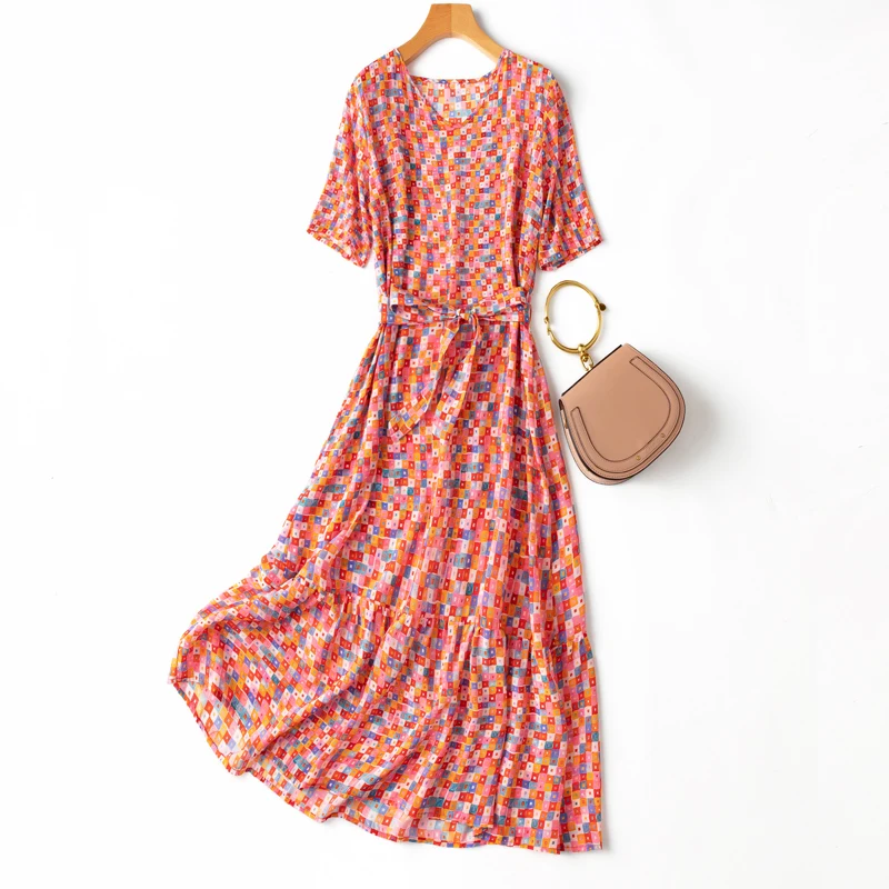Summer Dress Natural Silk Bohemian V-Neck Summer Mid-Calf A-LINE Geometric Short Sleeve Dresses for Women Party
Summer Dress Natural Silk Bohemian V-Neck Summer Mid-Calf A-LINE Geometric Short Sleeve Dresses for Women Party