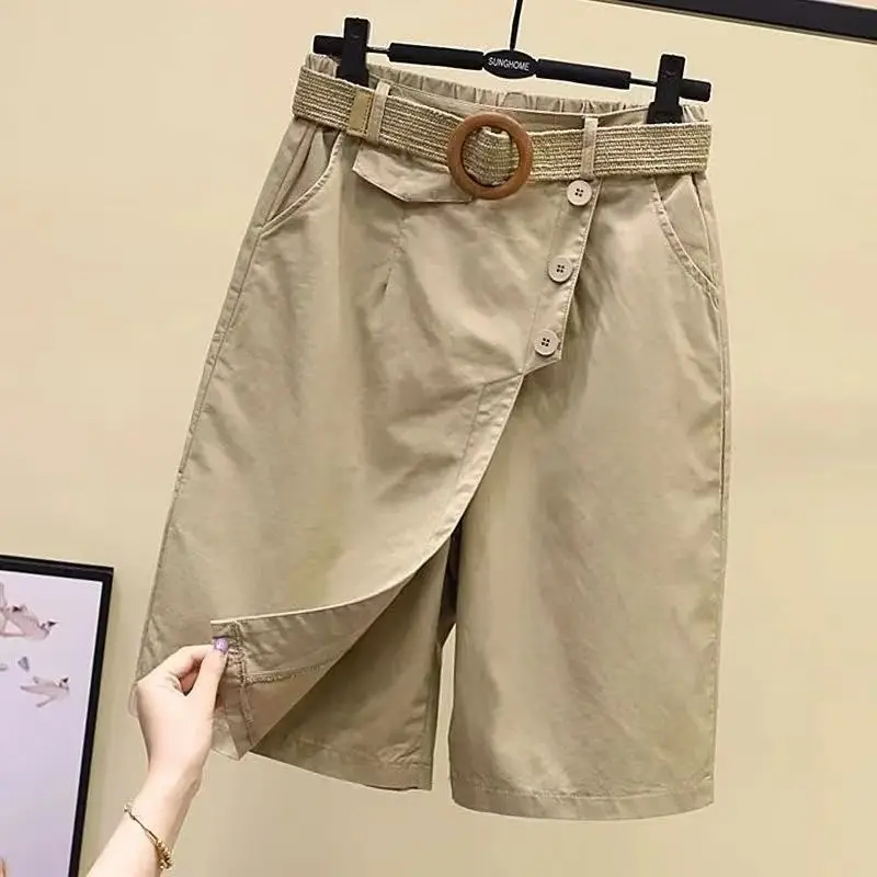 Pure Cotton Elastic Waist Wide Leg Pants Skirt Fashion Casual Straight Five-point Pants High Waist Skirt Pants Are Thin
Pure Cotton Elastic Waist Wide Leg Pants Skirt Fashion Casual Straight Five-point Pants High Waist Skirt Pants Are Thin