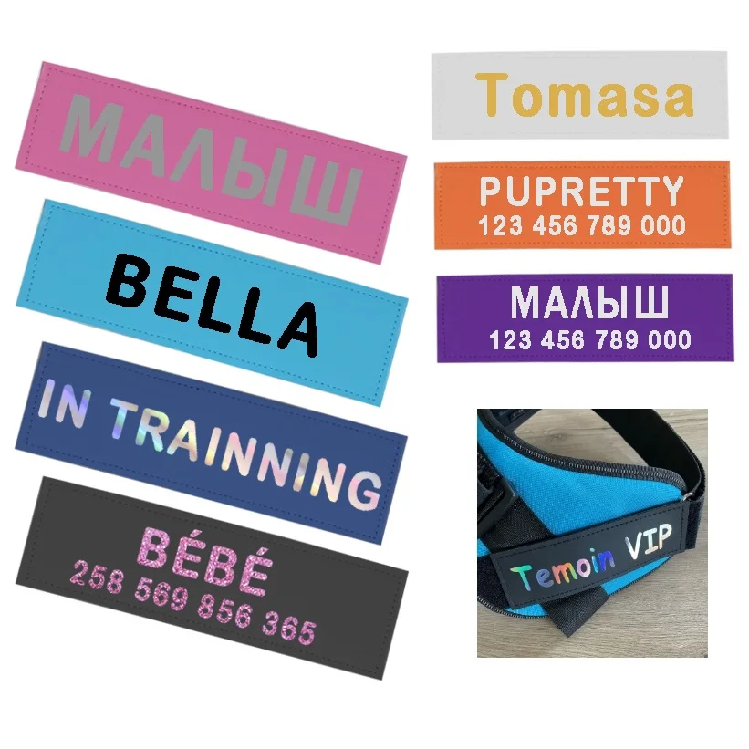 Colorful 2 PCS Personalized Dog Name Tag Pet Harness Custom Labels Removed Stickers Velcro ID Dog Chest Strap Vest Collar Tag
Colorful 2 PCS Personalized Dog Name Tag Pet Harness Custom Labels Removed Stickers Velcro ID Dog Chest Strap Vest Collar Tag