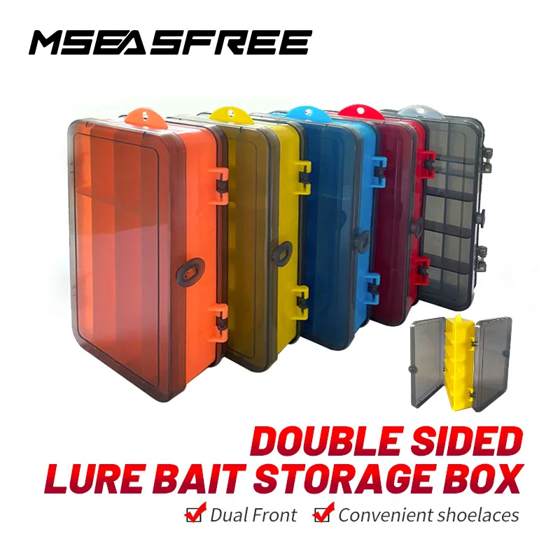 

MSEASFREE Double Sided Fishing Lure Box Case Artificial Hard Bait Fishing Tackle Box Compartment Accessories Storage For Fishing
