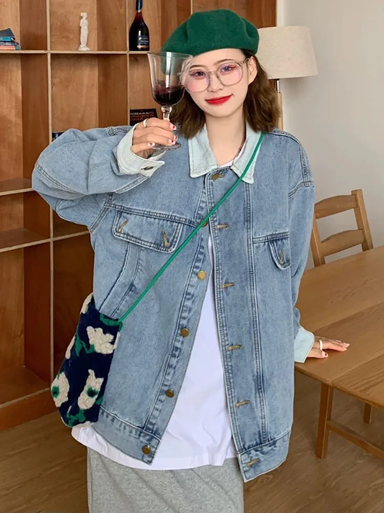 Corduroy Patchwork Denim Jacket Women Spring Autumn 2023 New Korean BF Harajuku Style Single Breasted Loose Fitting Jacket
Corduroy Patchwork Denim Jacket Women Spring Autumn 2023 New Korean BF Harajuku Style Single Breasted Loose Fitting Jacket