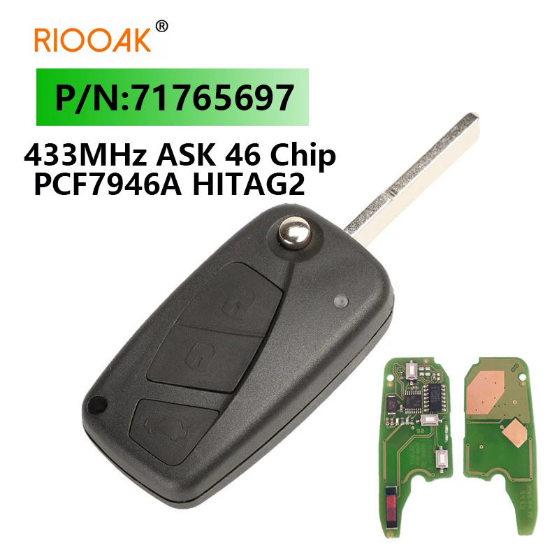 3 Button 71765697 433MHz PCF7946A ID46 Flip Remote Car Key Fob for Fiat Fiorino Qubo For Peugeot Bipper Citroen Nemo 2007 2008
3 Button 71765697 433MHz PCF7946A ID46 Flip Remote Car Key Fob for Fiat Fiorino Qubo For Peugeot Bipper Citroen Nemo 2007 2008