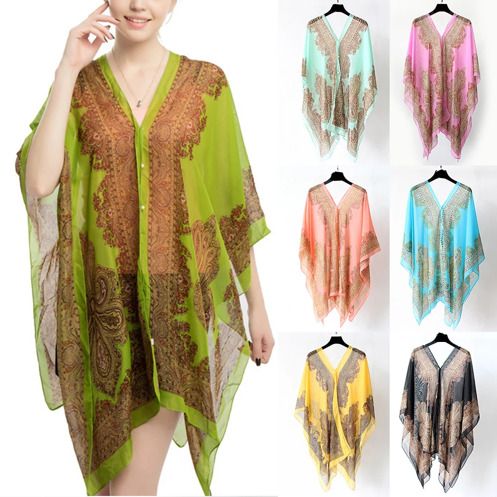 

Sexy Sunscreen Shawl Large Size Pullover Scarves Sun Protection DIY Long Thin Scarf Paisley Print Beach Bikini Cover Up