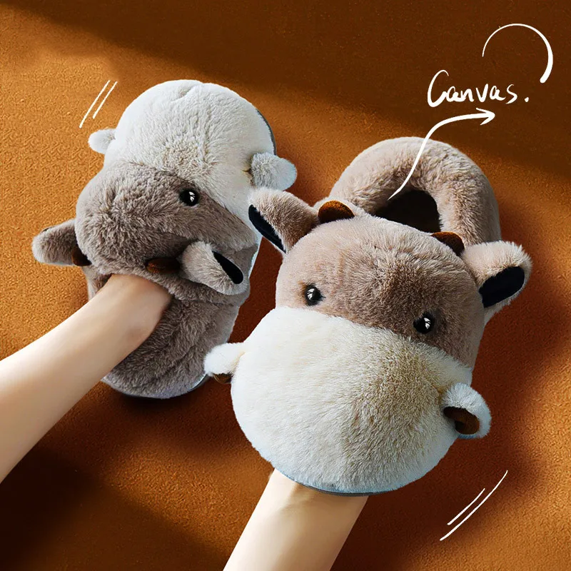 Suihyung Fluffy Fur Cartoon Cotton Slippers Women Winter Warm Home Shoes Cute Calf Design Plush Flat Slides Female Male Slippers
Suihyung Fluffy Fur Cartoon Cotton Slippers Women Winter Warm Home Shoes Cute Calf Design Plush Flat Slides Female Male Slippers