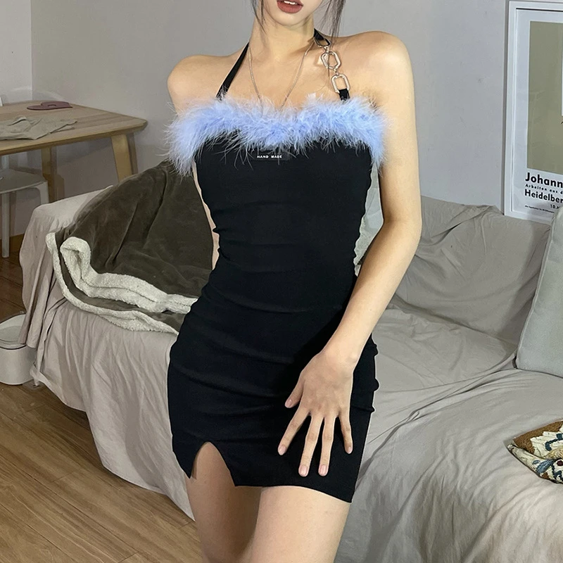 Summer Backless Halter Dresses For Women Off Shoulder Sleeveless Solid Slim Party Dress 2022 New Bodycon Sexy Split Mini Sundres
Summer Backless Halter Dresses For Women Off Shoulder Sleeveless Solid Slim Party Dress 2022 New Bodycon Sexy Split Mini Sundres