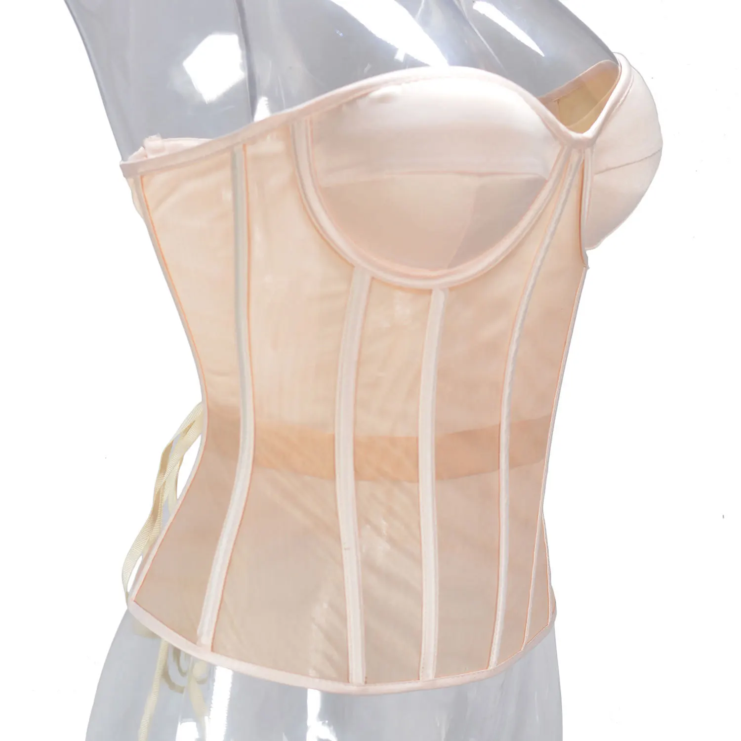 Abdominal Corset Double Layer Transparent Mesh Breathable Bustiers With Bra Lace Up Bones Bodices Beige XS TO 3XL For Dresses
Abdominal Corset Double Layer Transparent Mesh Breathable Bustiers With Bra Lace Up Bones Bodices Beige XS TO 3XL For Dresses