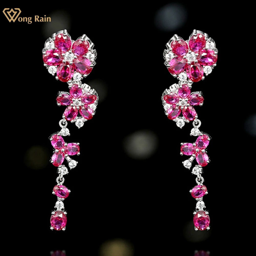 Wong Rain Luxury 100% 925 Sterling Silver Flower Ruby Gemstone Tassel Drop Earrings for Women Gifts Fine Jewelry Free Shipping
Wong Rain Luxury 100% 925 Sterling Silver Flower Ruby Gemstone Tassel Drop Earrings for Women Gifts Fine Jewelry Free Shipping