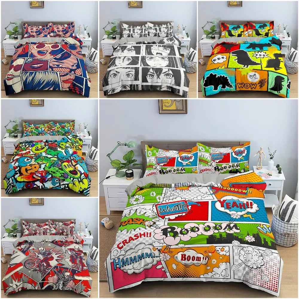 Comic Pattern Duvet Cover Queen King Size Cartoon Bedding Set for Kids Boys Girls Hippie Hip Hop Rock Style Soft Comforter Cover
Comic Pattern Duvet Cover Queen King Size Cartoon Bedding Set for Kids Boys Girls Hippie Hip Hop Rock Style Soft Comforter Cover