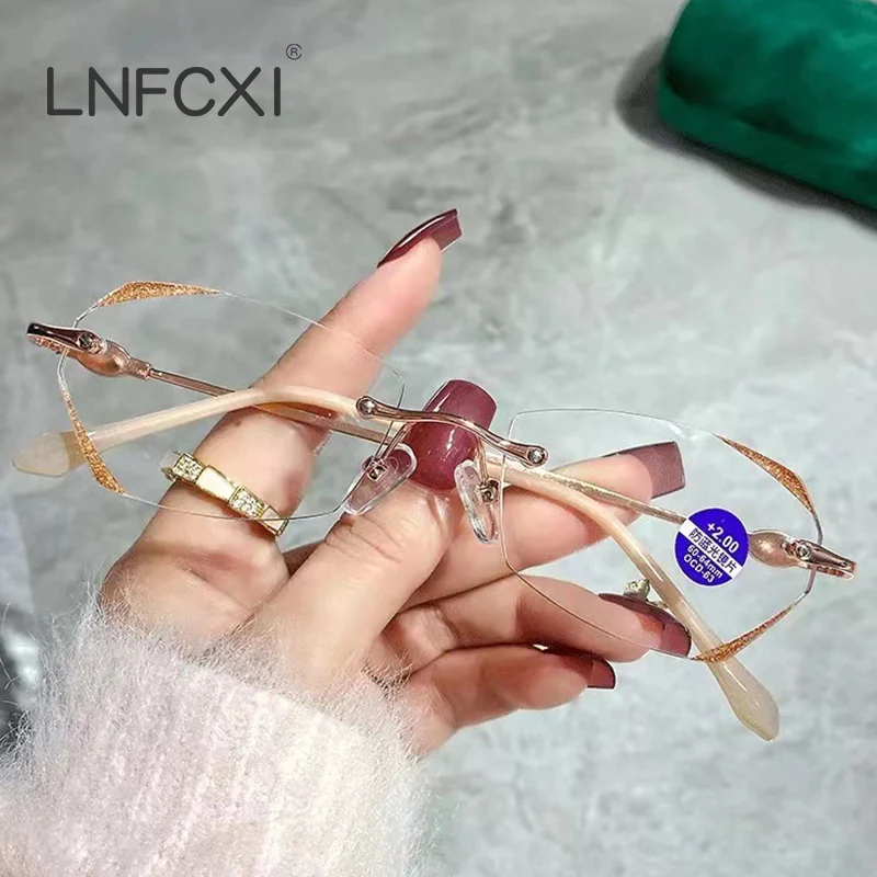 LNFCXI (+1.0 - +4.0) Diamond Rimless Frameless Reading Glasses Women Men Resin HD Anti blue light Presbyopia Glasses Unisex
LNFCXI (+1.0 - +4.0) Diamond Rimless Frameless Reading Glasses Women Men Resin HD Anti blue light Presbyopia Glasses Unisex