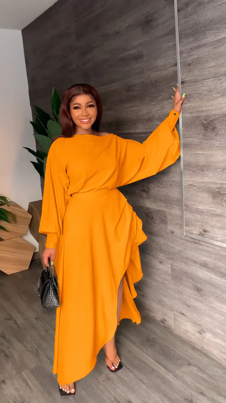 Elegant Two Piece Set Women Off Shoulder Tops and High Side Split Ruched Up Asymmetrical Maxi Long Dress Suits
Elegant Two Piece Set Women Off Shoulder Tops and High Side Split Ruched Up Asymmetrical Maxi Long Dress Suits